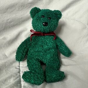 2001 Holiday Teddy Retired Ty Beanie Babie Green Christmas Bear